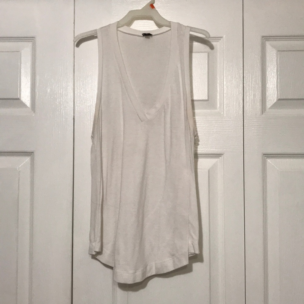 White V-Neck Tank